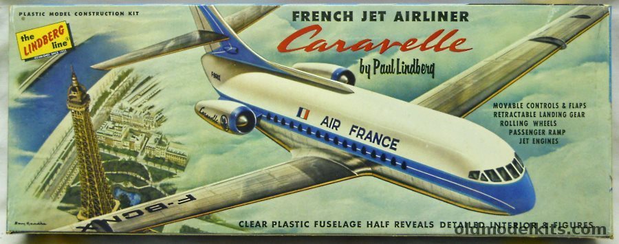 Lindberg 1/96 French Jet Airliner Caravelle - With Full Interior and Engines and Transparent Fuselage and Cowling - Cellovision Issue, 553-149 plastic model kit